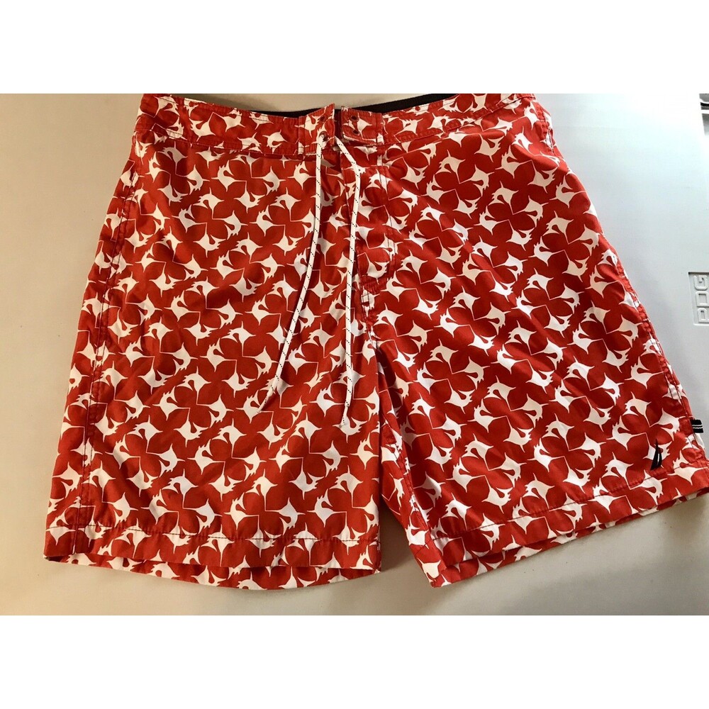 Nautica Orange Swordfish Swim Trunks Shorts Men’s Size 36